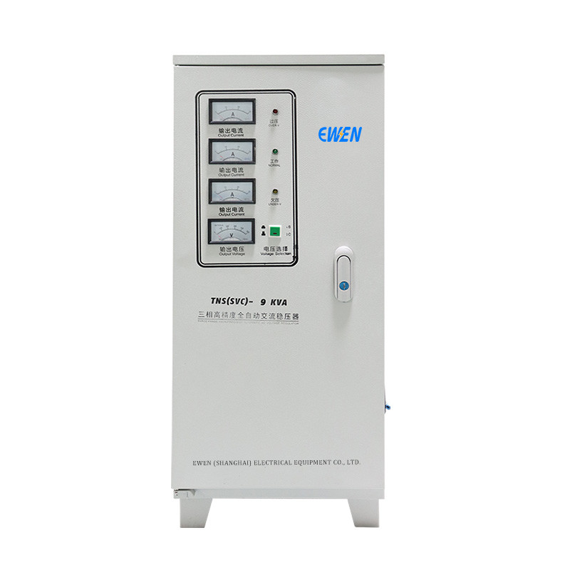 9KVA Tiga Fase Voltage Stabilizer 380V 400V 440V 480V AC Power Regulator Disesuaikan Dapat diterima