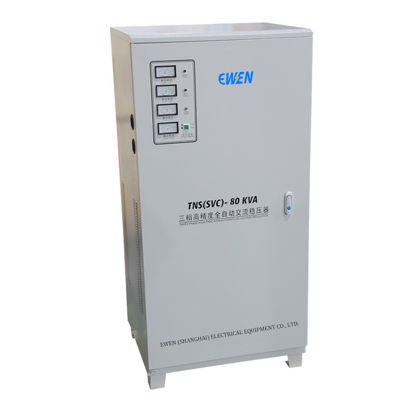 80KVA Tiga Fase Stabilisator Tegangan Industri Regulator Tegangan Otomatis 380VAC 400VAC dengan Servo Motor