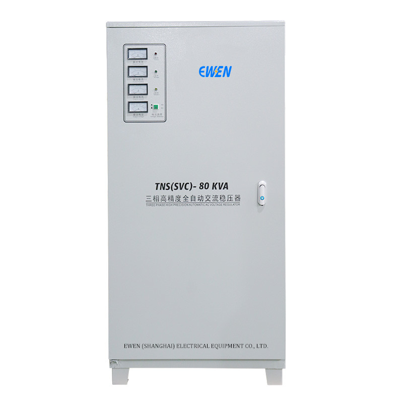 80KVA Tiga Fase Stabilisator Tegangan Industri Regulator Tegangan Otomatis 380VAC 400VAC dengan Servo Motor